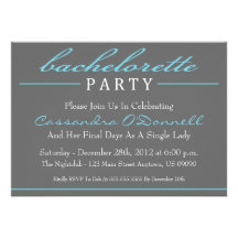 Stylish Bachelorette Party Invitations (Blue)
