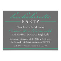 Stylish Bachelorette Party Invitations Dark Green