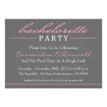 Stylish Bachelorette Party Invitations (Pink)