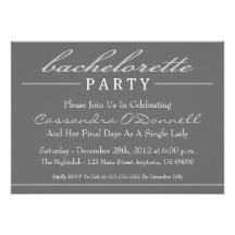 Stylish Bachelorette Party Invitations (Silver)