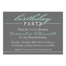 Stylish Birthday Party Invitations (Green)