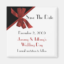Stylish Black and Red Save the Date Magnet