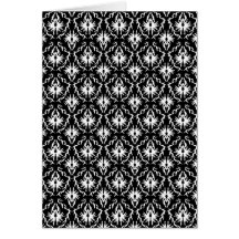 Stylish Black and White Damask Pattern. Card