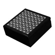 Stylish Black and White Damask Pattern. Trinket Boxes