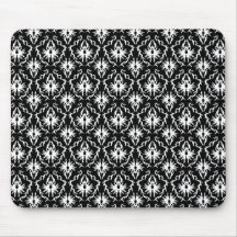 Stylish Black and White Damask Pattern. Mouse Pad