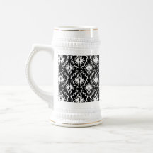 Stylish Black and White Damask Pattern. Mugs