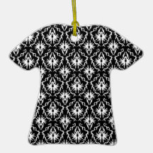 Stylish Black and White Damask Pattern. Christmas Ornament