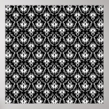 Stylish Black and White Damask Pattern. Poster