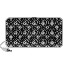 Stylish Black and White Damask Pattern. Mp3 Speakers