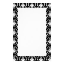 Stylish Black and White Damask Pattern. Personalized Stationery