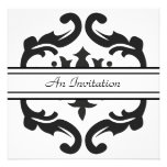 Stylish Black & White Damask Custom Invitations