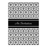 Stylish Black & White Damask Custom Invitations