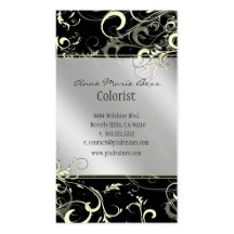 Stylish black white silver + tone  business cards