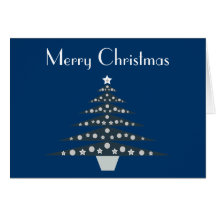 Stylish Blue Christmas Tree Greeting Card