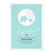 Stylish Blue Elephants Baby Shower Invitation