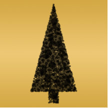 Stylish Christmas Tree. Black and Gold. Photo Cutout