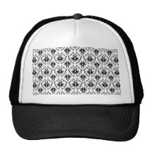 Stylish Damask Design, Black and White. Trucker Hats