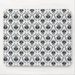 Stylish Damask Design, Black and White. Mouse Pads