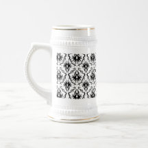 Stylish Damask Design, Black and White. Mugs