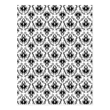 Stylish Damask Design, Black and White. Postcard
