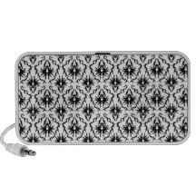 Stylish Damask Design, Black and White. Mini Speakers