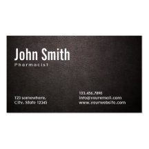 Stylish Dark Leather Pharmacist Business Card