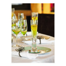 Stylish dining table arrangement close up invite