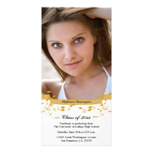 Stylish gold swirls photo graduation announcement custom photo card