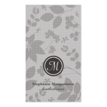 Stylish grey foliage aesthetician business card
