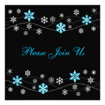 Stylish Light Blue Snowflakes Invitation Template