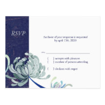 Stylish Monotone Mum Blue Wedding RSVP (4.25x5.6) Postcard