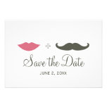 Stylish Moustache and Lips Save the Date Custom Invitations