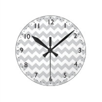 Stylish pale gray zig zags zigzag chevron pattern wall clocks