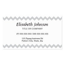 Stylish pale grey zig zags zigzag chevron pattern business card