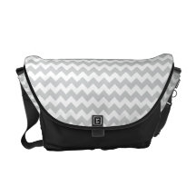 Stylish pale grey zig zags zigzag chevron pattern messenger bags