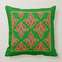 Stylish Pillow, Fleur-de-Lys, Maroon, Blue, Green