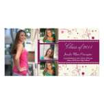 Stylish purple 4 photo graduation announcement personalized photo card