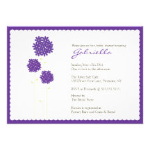 Stylish Purple Flowers Bridal Shower Invite