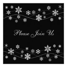 Stylish Silver White Snowflakes Invitations