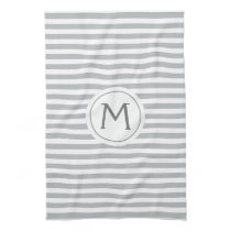 Stylish stripes grey modern monogrammed kitchen towels