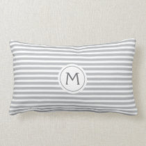 Stylish stripes grey modern monogrammed pillows
