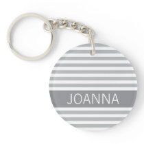 Stylish stripes grey modern personalised name key chains