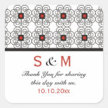 Stylish Swirls Thank You Wedding Monogram Square Sticker
