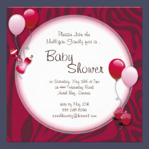 Stylish Trendy Fun Zebra Print Baby Shower Invite invitations