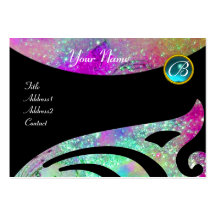 STYLISH WINGS MONOGRAM ,AQUA BLUE pink,purple,teal Business Card Templates