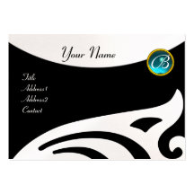 STYLISH WINGS MONOGRAM ,BLUE Aquamarine pearl Business Card