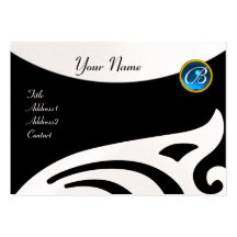 STYLISH WINGS MONOGRAM ,BLUE SAPPHIRE pearl Business Card