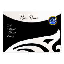 STYLISH WINGS MONOGRAM ,BLUE SAPPHIRE pearl Business Card