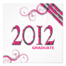 Stylish Zebra 2012 Grad Announcement Invitation