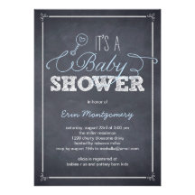 Stylishly Chalked Baby Shower Invitations - Blue